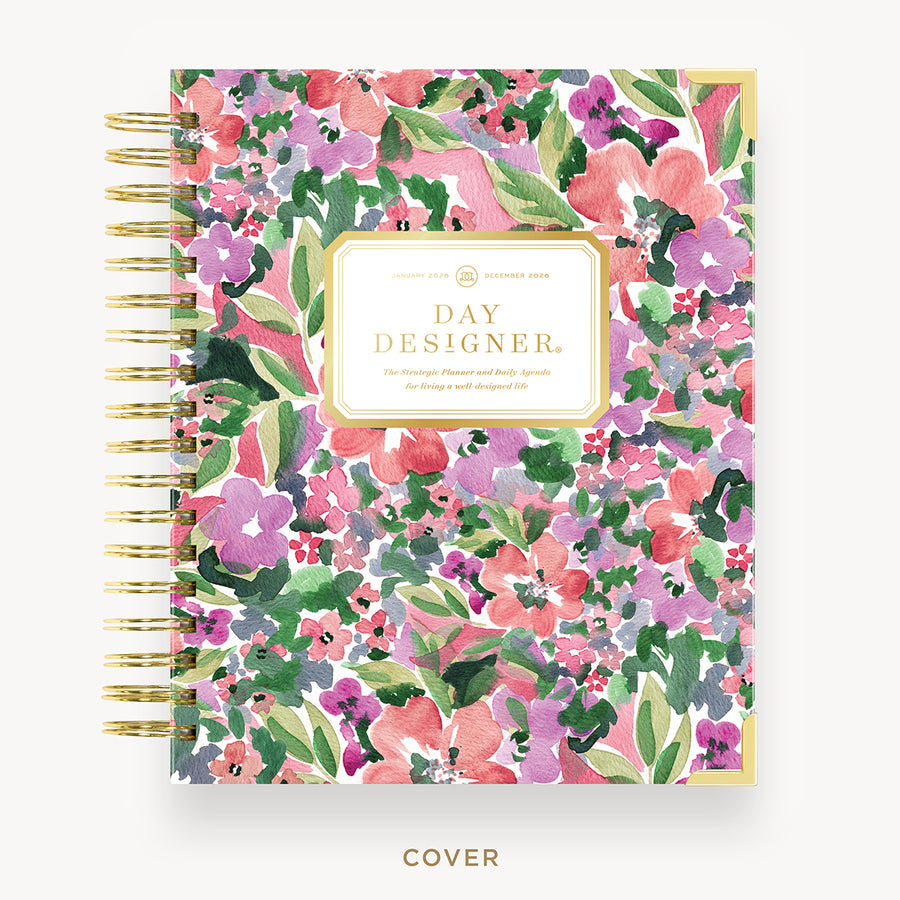 Day Designer 2026 daily planner: ula bloom hard cover, gold wire binding