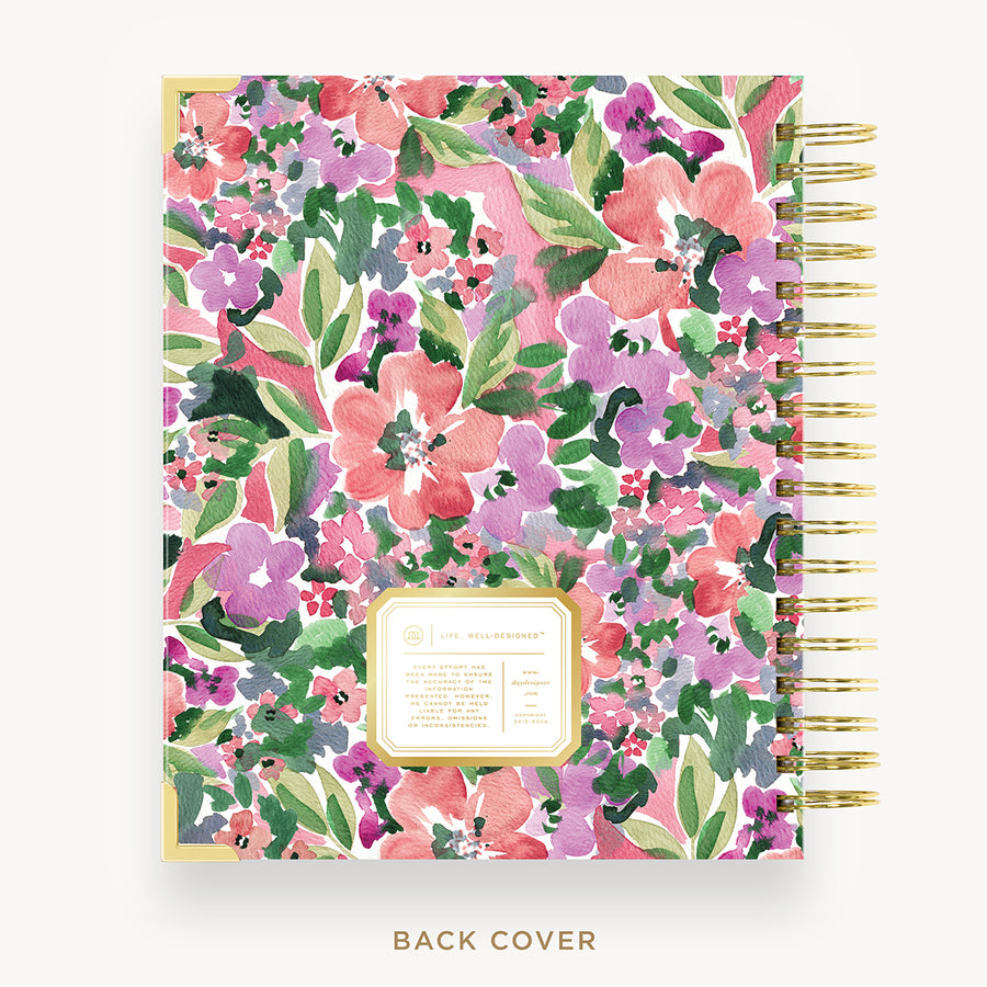 Day Designer 2026 daily planner: ula bloom back cover with gold detail