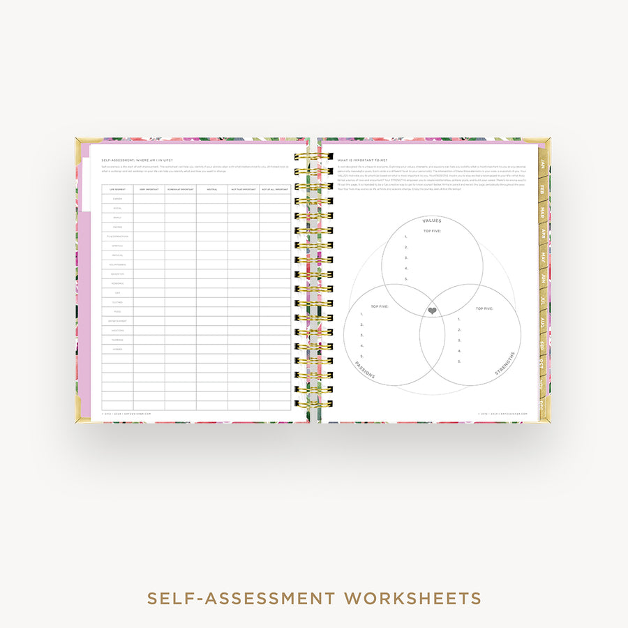 Day Designer 2026 daily planner: ula bloom cover with self assessment worksheet