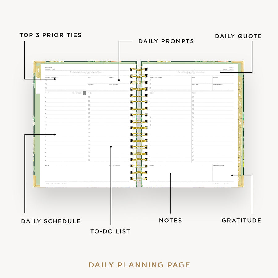 Day Designer 2026 daily planner: st barts opened with captions of contents