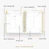 Day Designer 2026 daily planner: sea and sky opened with captions of contents