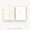 Day Designer 2026 daily planner: sea and sky cover with pocket and gold stickers