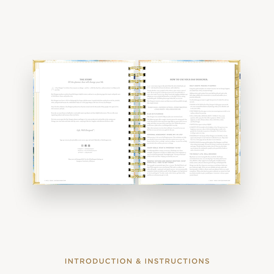 Day Designer 2026 daily planner: sea and sky cover with introduction and how to guide