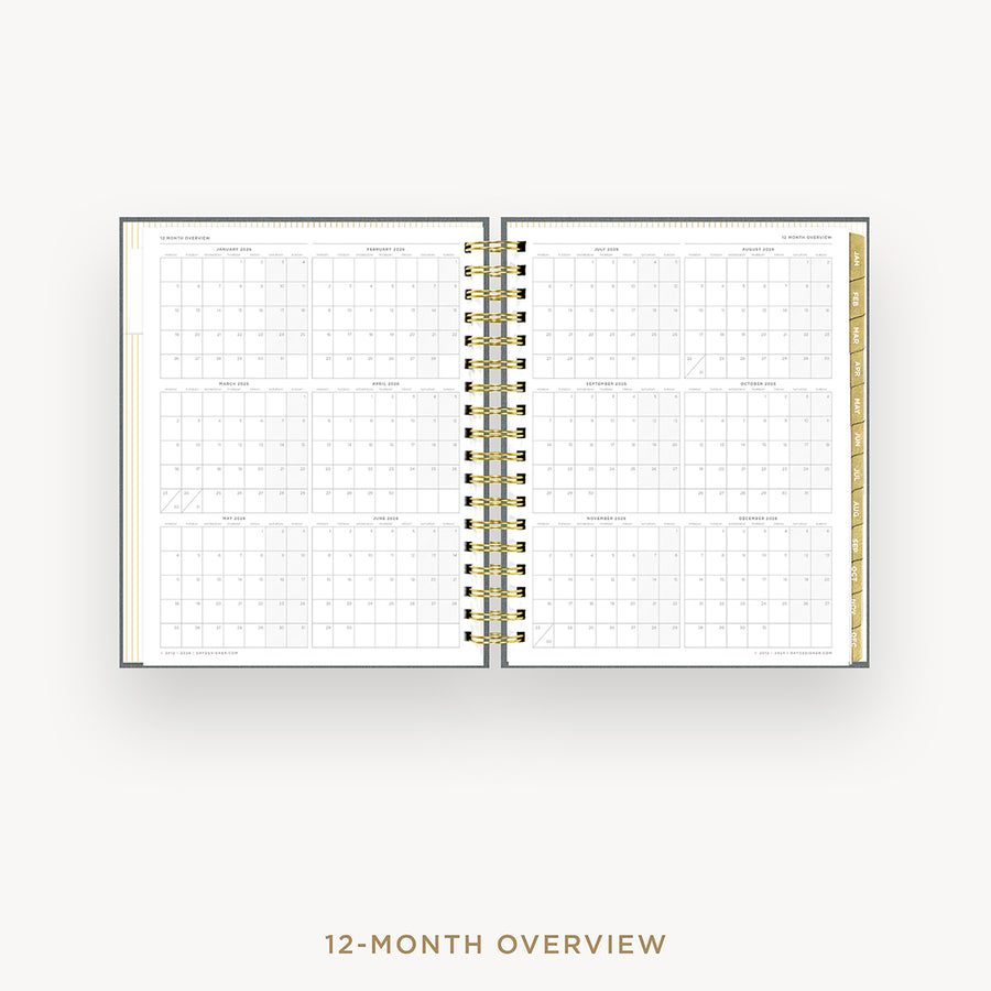 Day Designer 2026 daily planner: charcoal bookcloth cover with 12 month calendar
