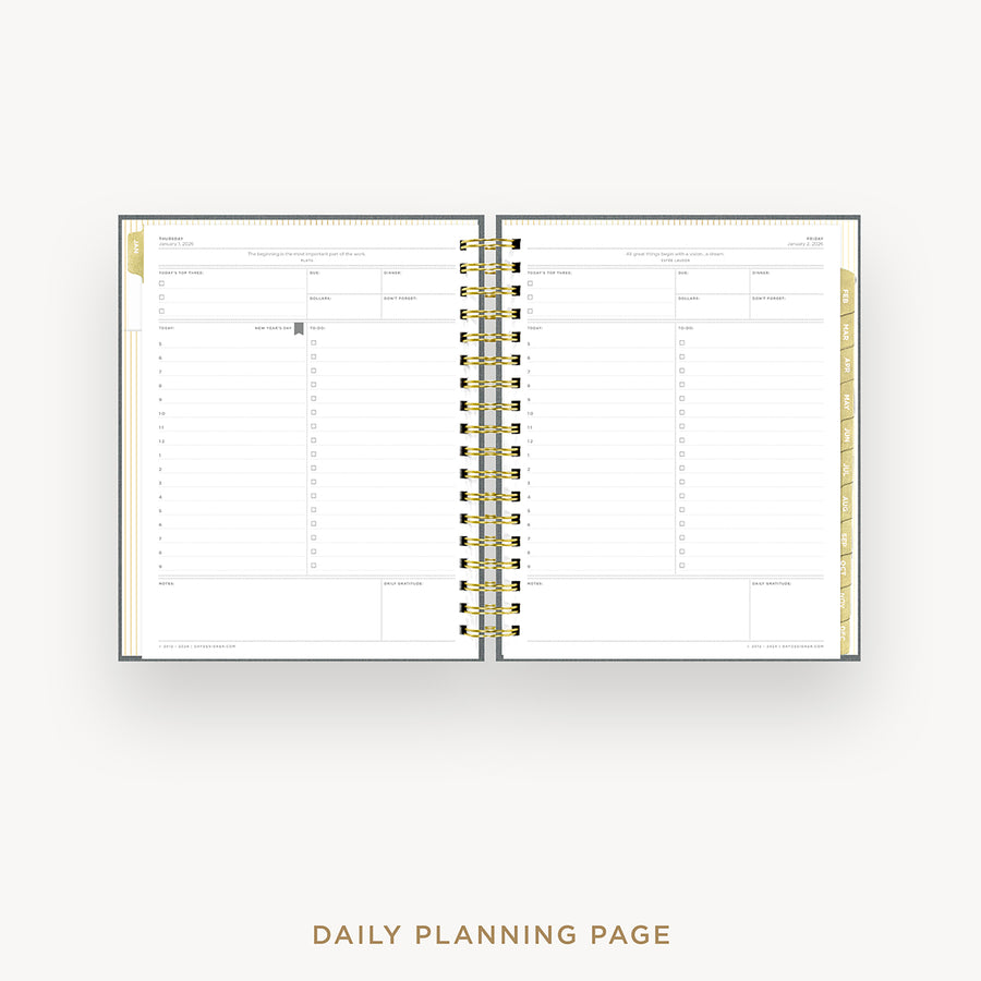 Day Designer 2026 daily planner: charcoal bookcloth cover with daily planning page