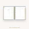 Day Designer 2026 daily planner: navy bookcloth cover with daily planning page