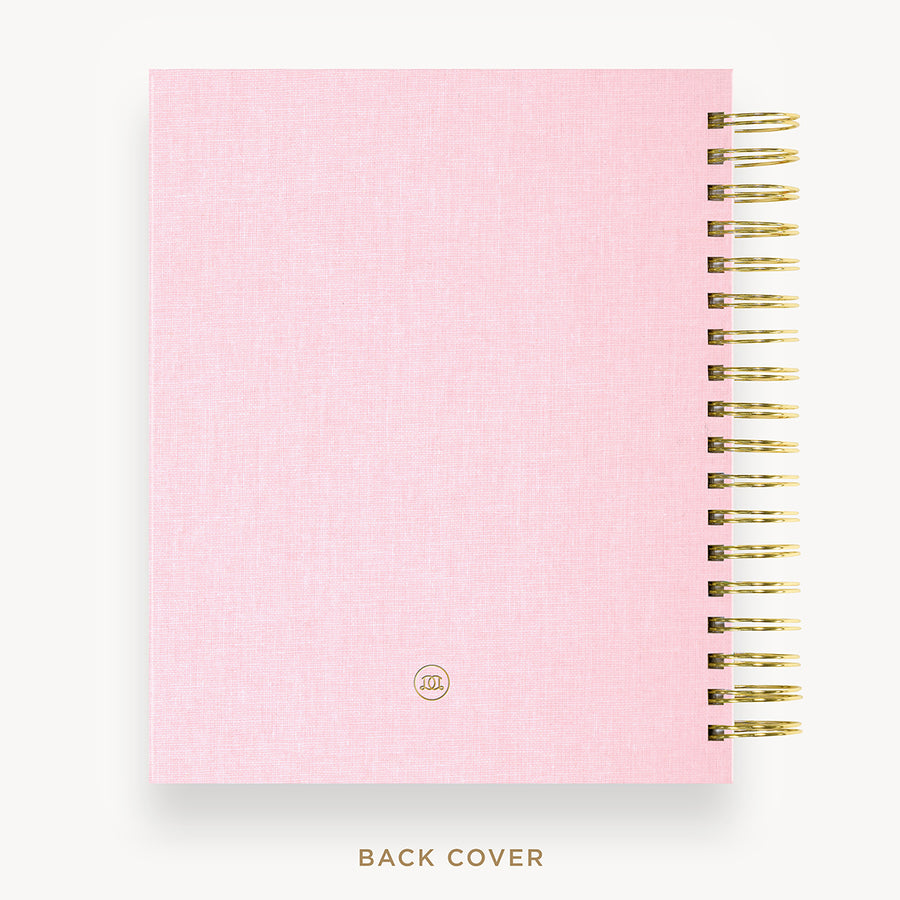 Day Designer 2026 daily planner: peony bookcloth back cover with gold detail