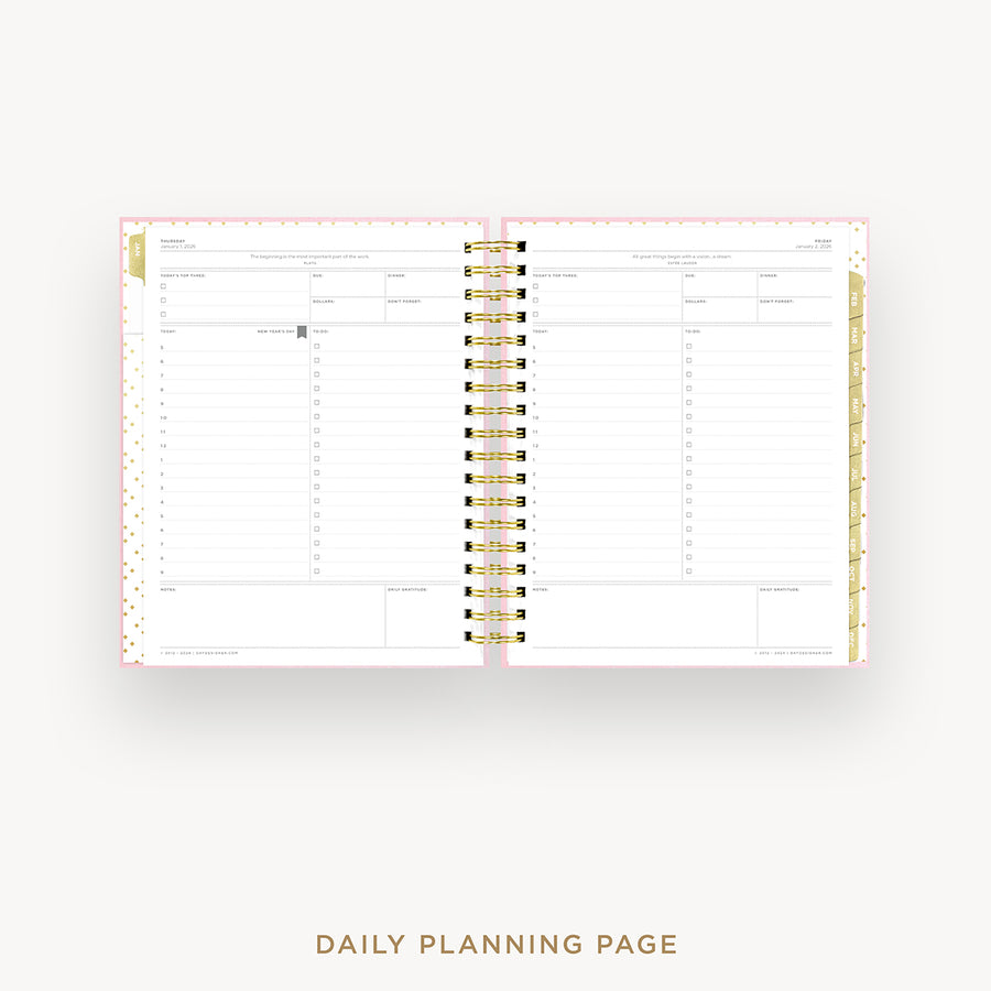 Day Designer 2026 daily planner: peony bookcloth cover with daily planning page
