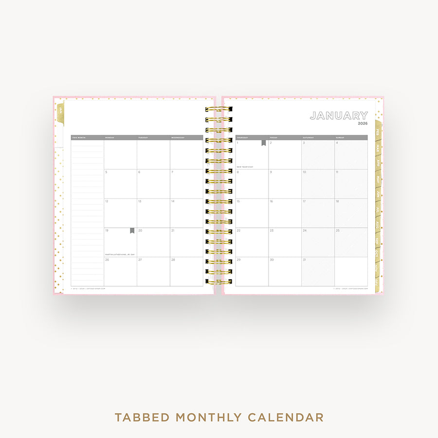 Day Designer 2026 daily planner: peony bookcloth cover with monthly calendar