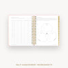 Day Designer 2026 daily planner: peony bookcloth cover with self assessment worksheet