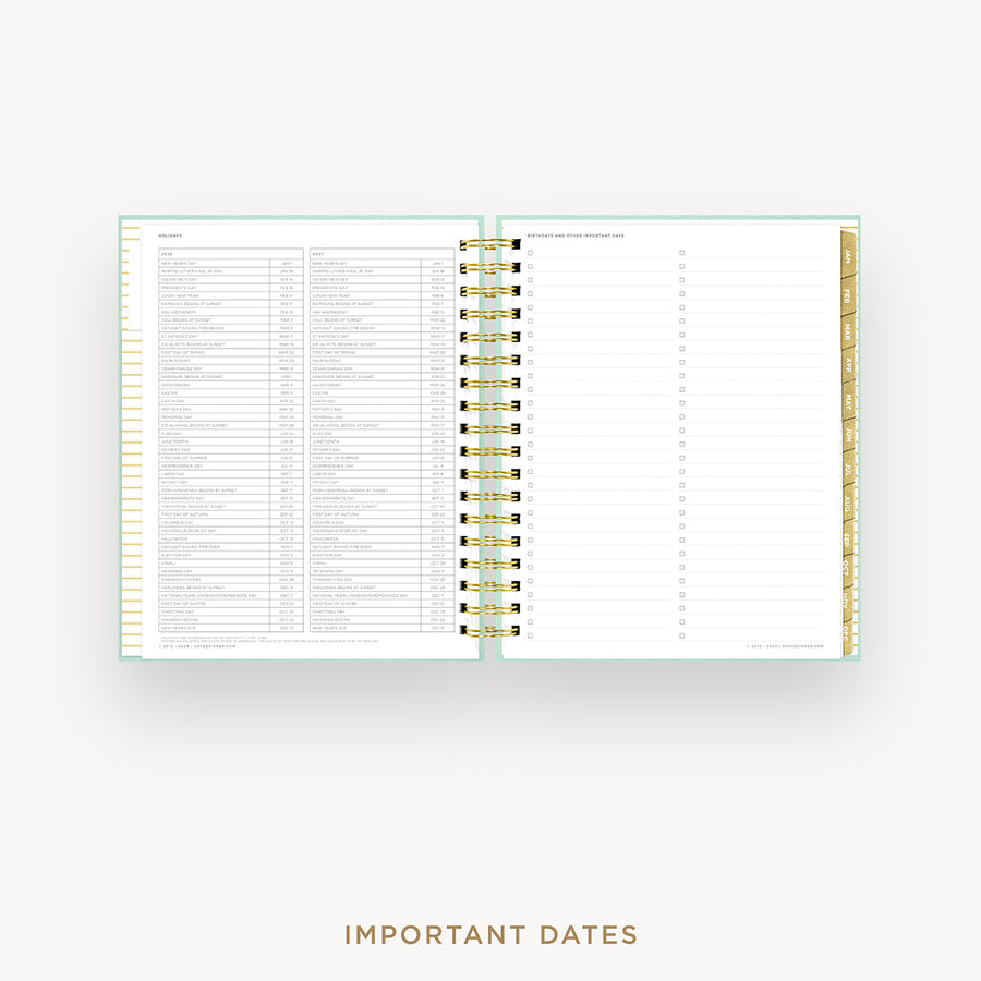 Day Designer 2026 daily planner: sage bookcloth cover with holidays