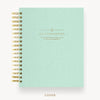 Day Designer 2026 daily planner: sage bookcloth hard cover, gold wire binding