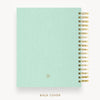 Day Designer 2026 daily planner: sage bookcloth back cover with gold detail