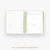 Day Designer 2026 daily planner: sage bookcloth cover with self assessment worksheet