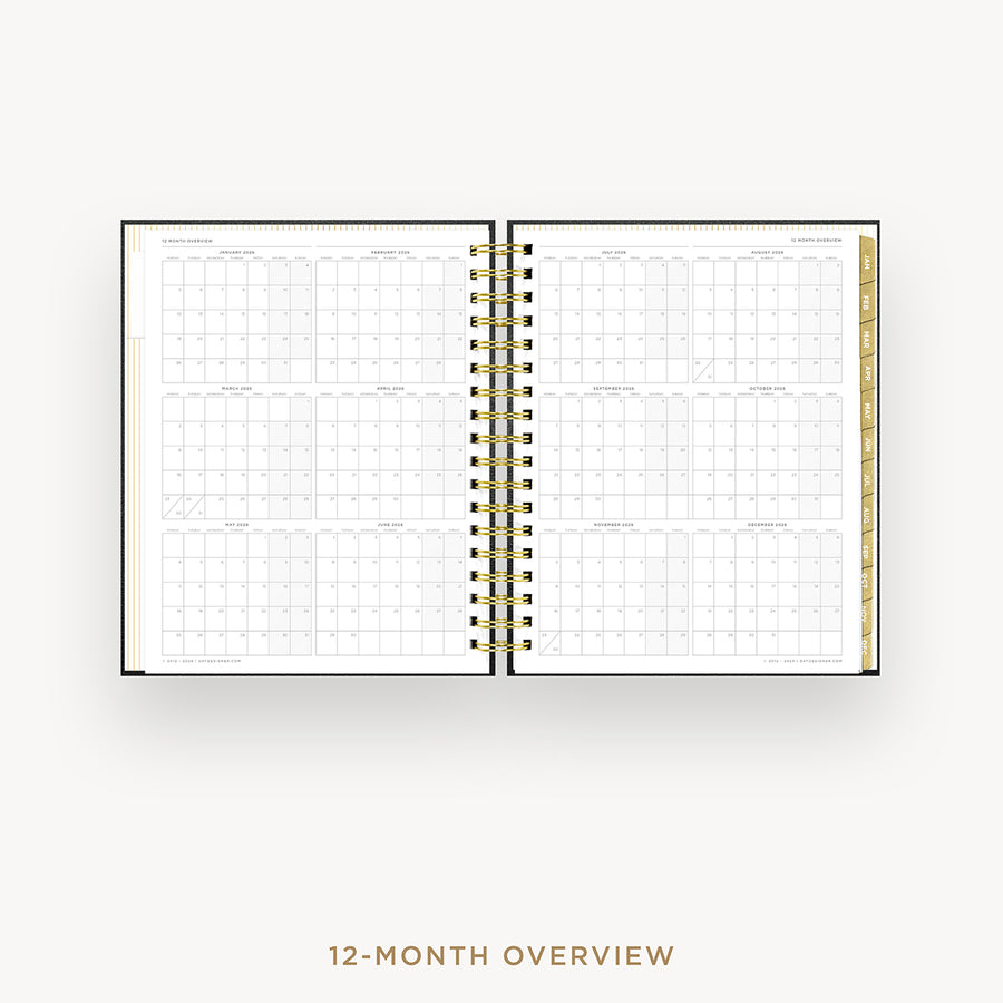 Day Designer 2026 daily planner: classic black pebble texture cover with 12 month calendar