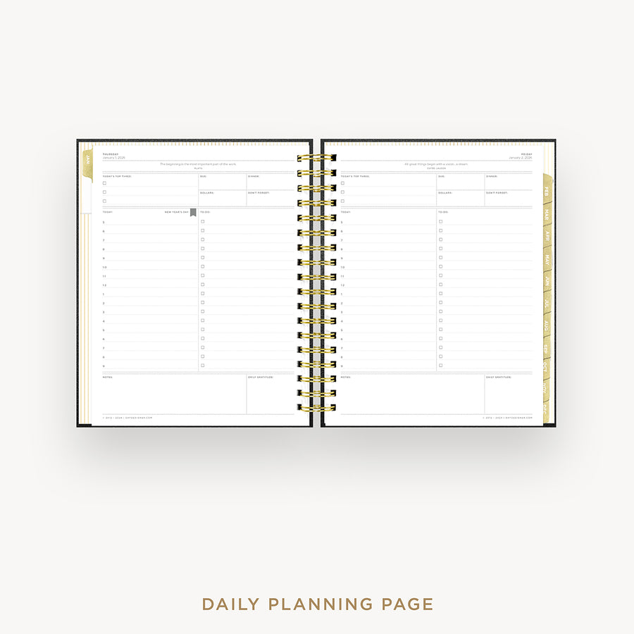 Day Designer 2026 daily planner: classic black pebble texture cover with daily planning page