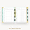 Day Designer 2026 mini daily planner: black stripe cover with ideal week worksheet