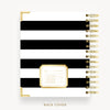 Day Designer 2026 mini daily planner: black stripe cover with back cover with gold detail