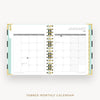Day Designer 2026 mini daily planner: black stripe cover with monthly calendar