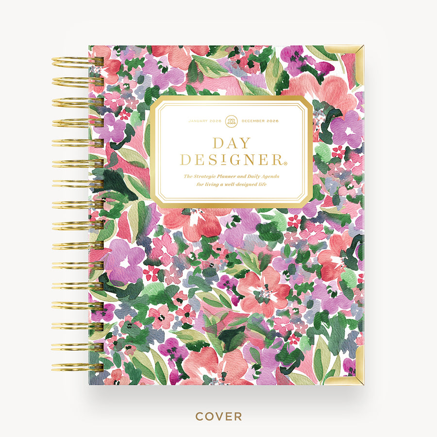 Day Designer 2026 mini daily planner: ula bloom hard cover, gold wire binding