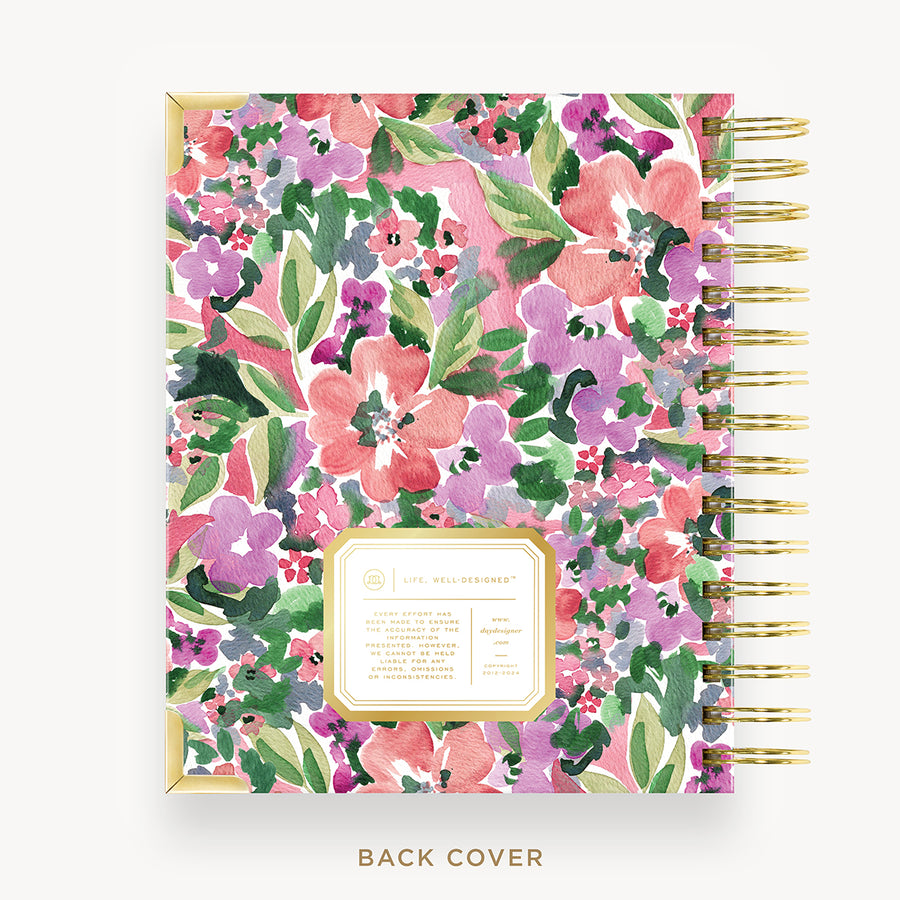 Day Designer 2026 mini daily planner: ula bloom cover with back cover with gold detail