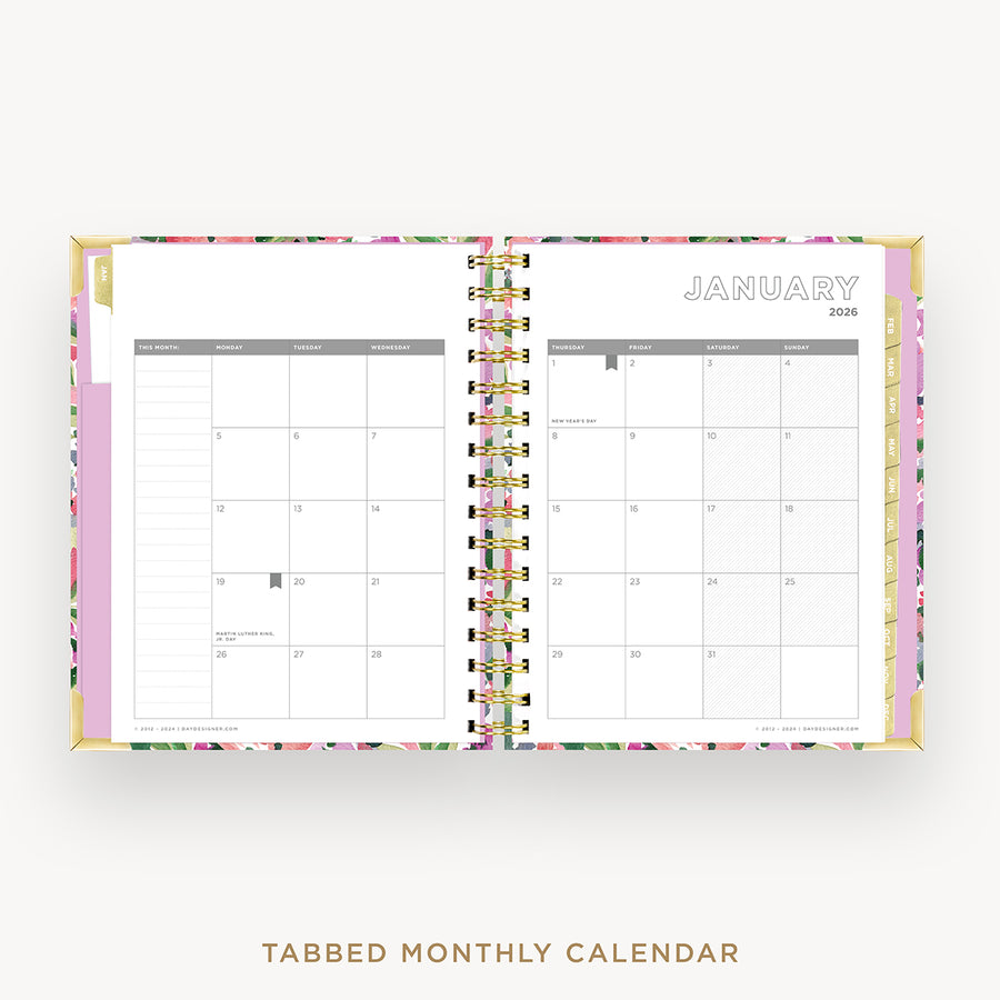 Day Designer 2026 mini daily planner: ula bloom cover with monthly calendar