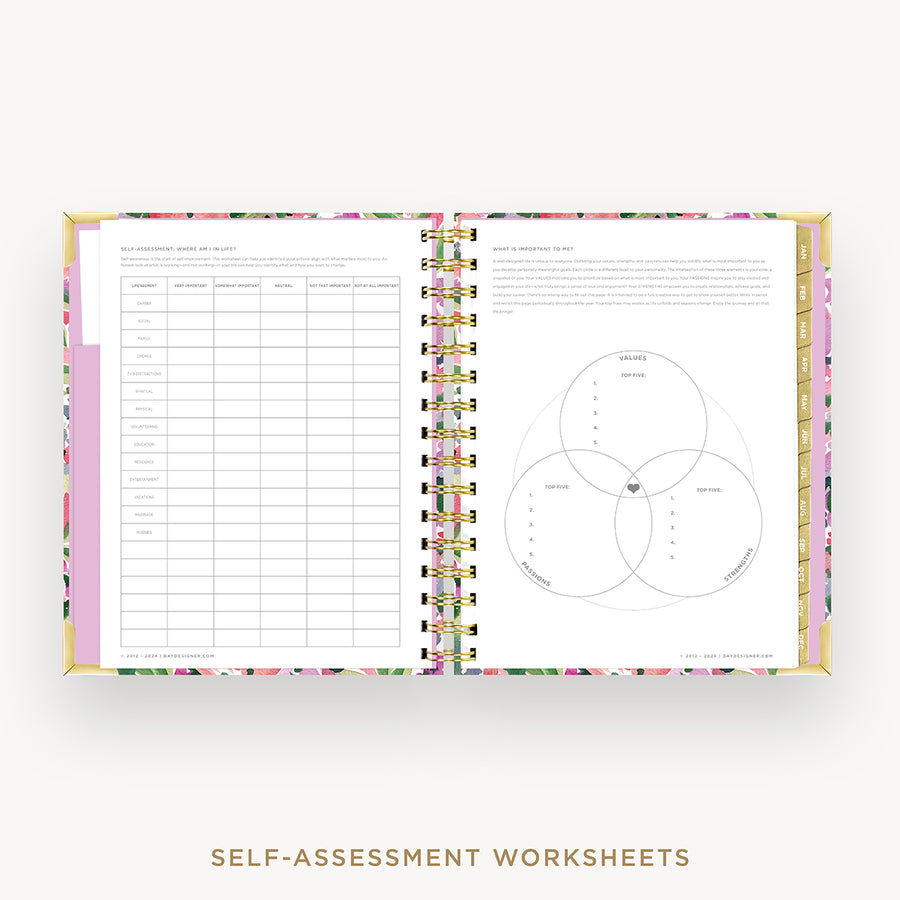 Day Designer 2026 mini daily planner: ula bloom cover with self assessment worksheet