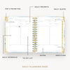 Day Designer 2026 mini daily planner: sea and sky opened with captions of contents