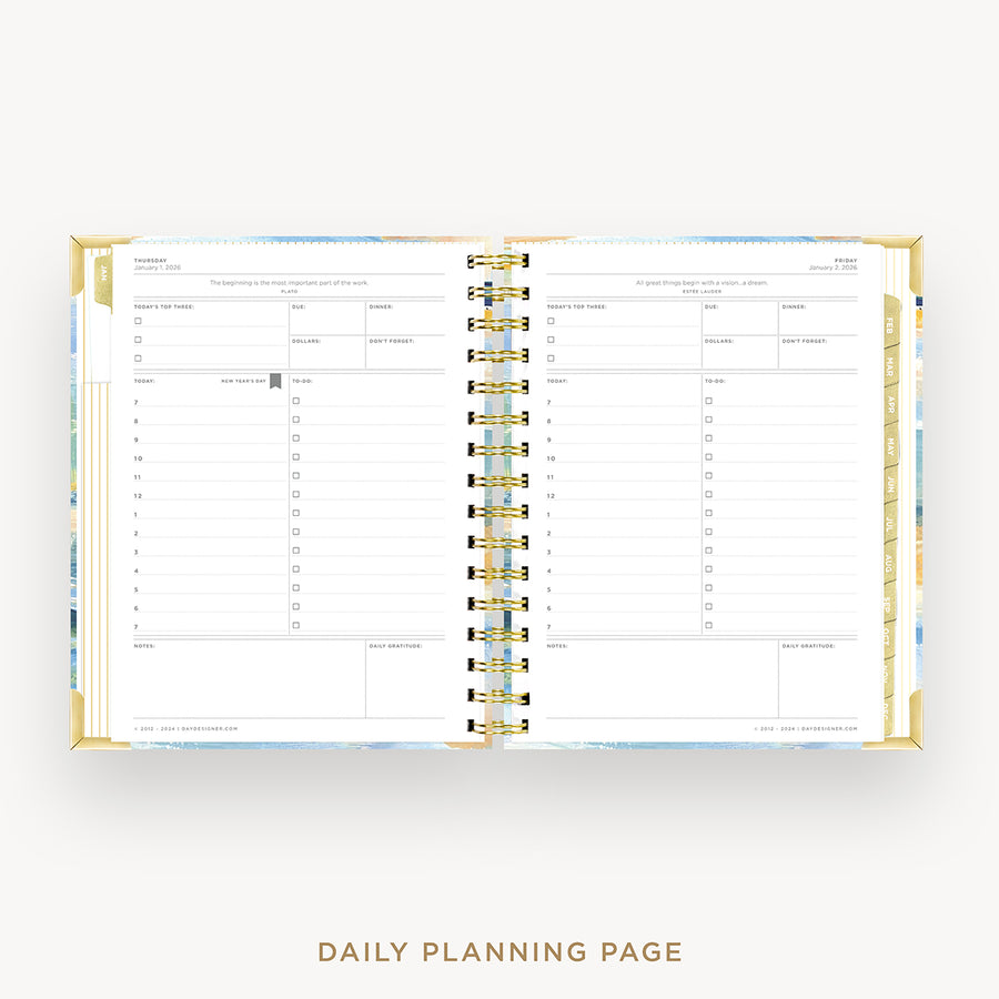 Day Designer 2026 mini daily planner: sea and sky cover with daily planning page