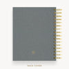 Day Designer 2026 mini daily planner: charcoal bookcloth cover with back cover with gold detail