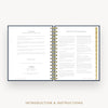 Day Designer 2026 mini daily planner: navy bookcloth cover with introduction