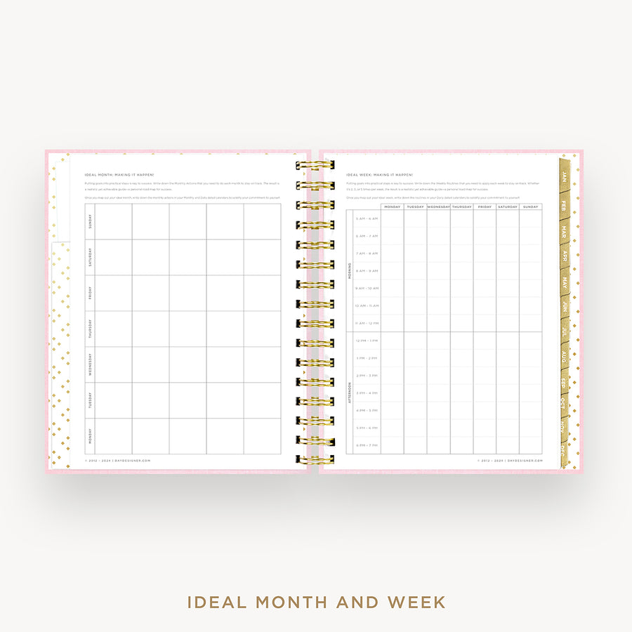 Day Designer 2026 mini daily planner: peony bookcloth cover with ideal week worksheet