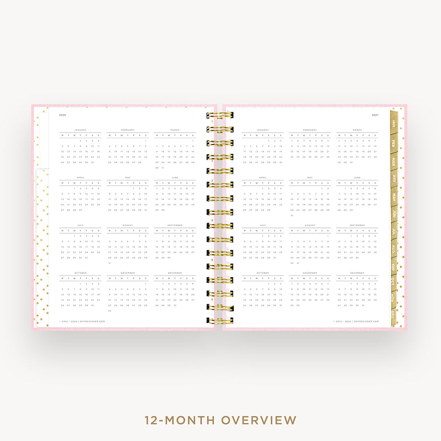Day Designer 2026 mini daily planner: peony bookcloth cover with 12 month calendar