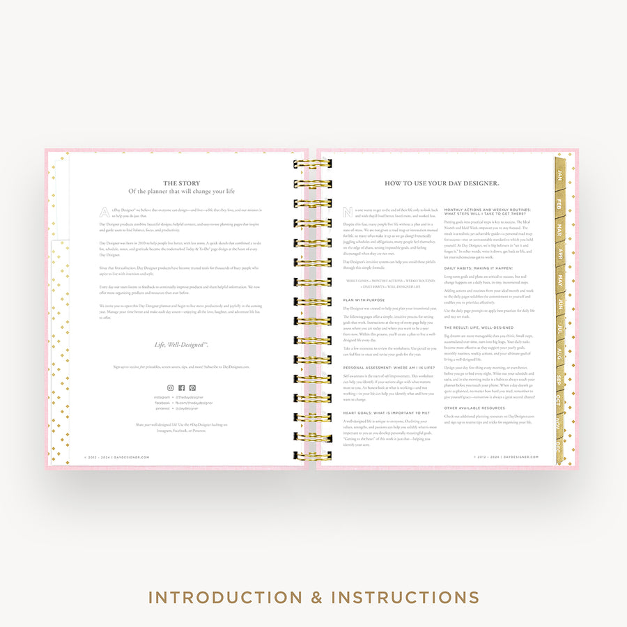 Day Designer 2026 mini daily planner: peony bookcloth cover with introduction