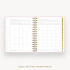 Day Designer 2026 mini daily planner: peony bookcloth cover with goals worksheet