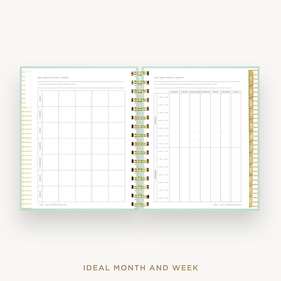 Day Designer 2026 mini daily planner: sage bookcloth cover with ideal week worksheet
