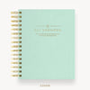 Day Designer 2026 mini daily planner: sage bookcloth hard cover, gold wire binding