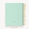 Day Designer 2026 mini daily planner: sage bookcloth cover with back cover with gold detail
