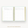 Day Designer 2026 mini daily planner: sage bookcloth cover with goals worksheet