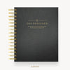 Day Designer 2026 mini daily planner: classic black pebble texture hard cover, gold wire binding