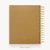 Day Designer 2026 mini daily planner: caramel latte pebble texture cover with back cover with gold detail
