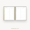 Day Designer 2026 weekly planner: classic black pebble texture cover with favorite books and movies pages