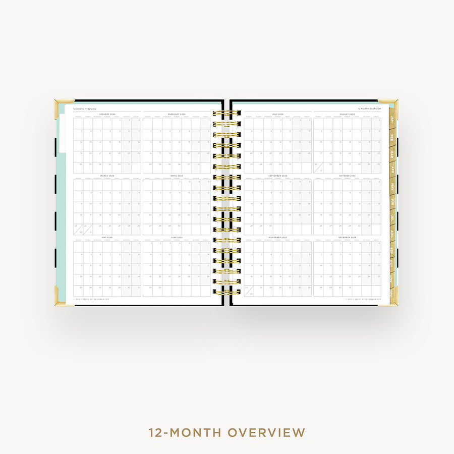 Day Designer 2026 weekly planner: black stripe cover with 12 month calendar