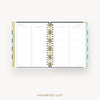 Day Designer 2026 weekly planner: black stripe cover with favorite books and movies pages