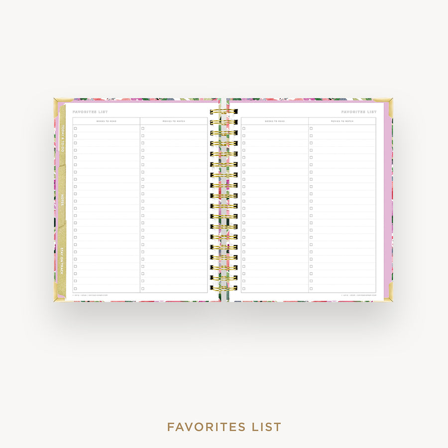 Day Designer 2026 weekly planner: ula bloom cover with favorite books and movies pages