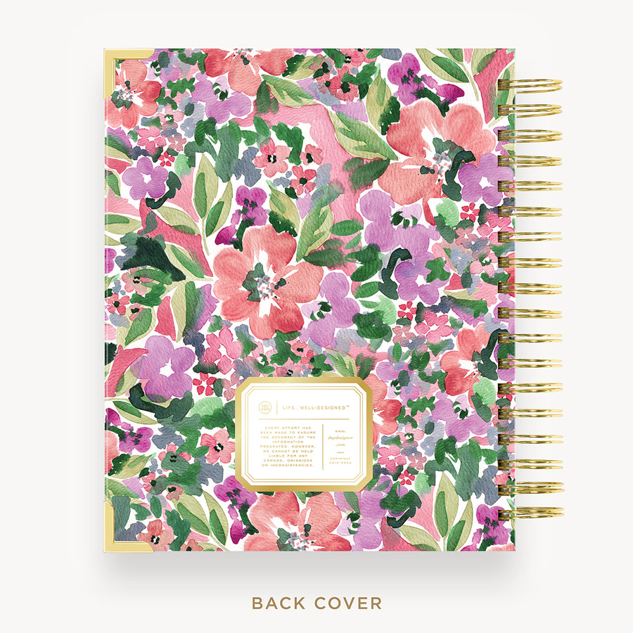 Day Designer 2026 weekly planner: ula bloom cover with back cover with gold detail