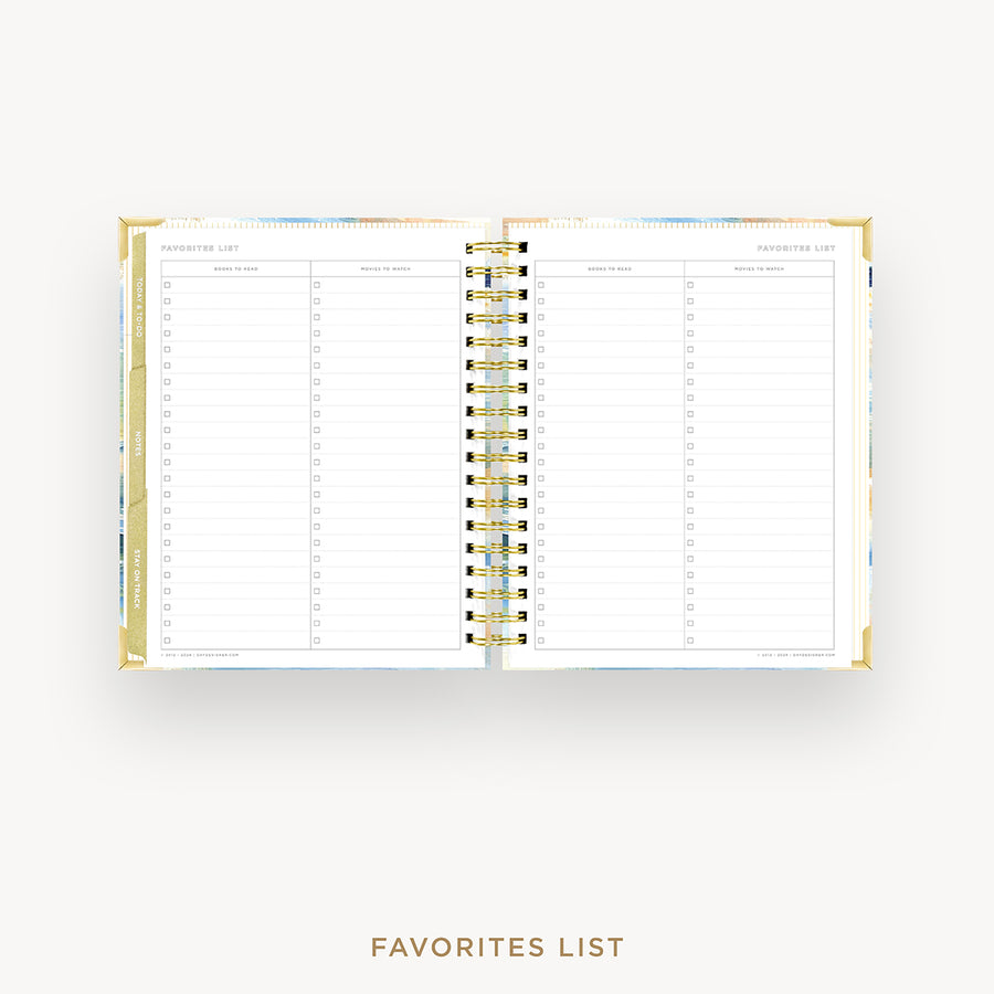 Day Designer 2026 weekly planner: sea and sky cover with favorite books and movies pages