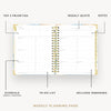 Day Designer 2026 weekly planner: sea and sky opened with captions of contents