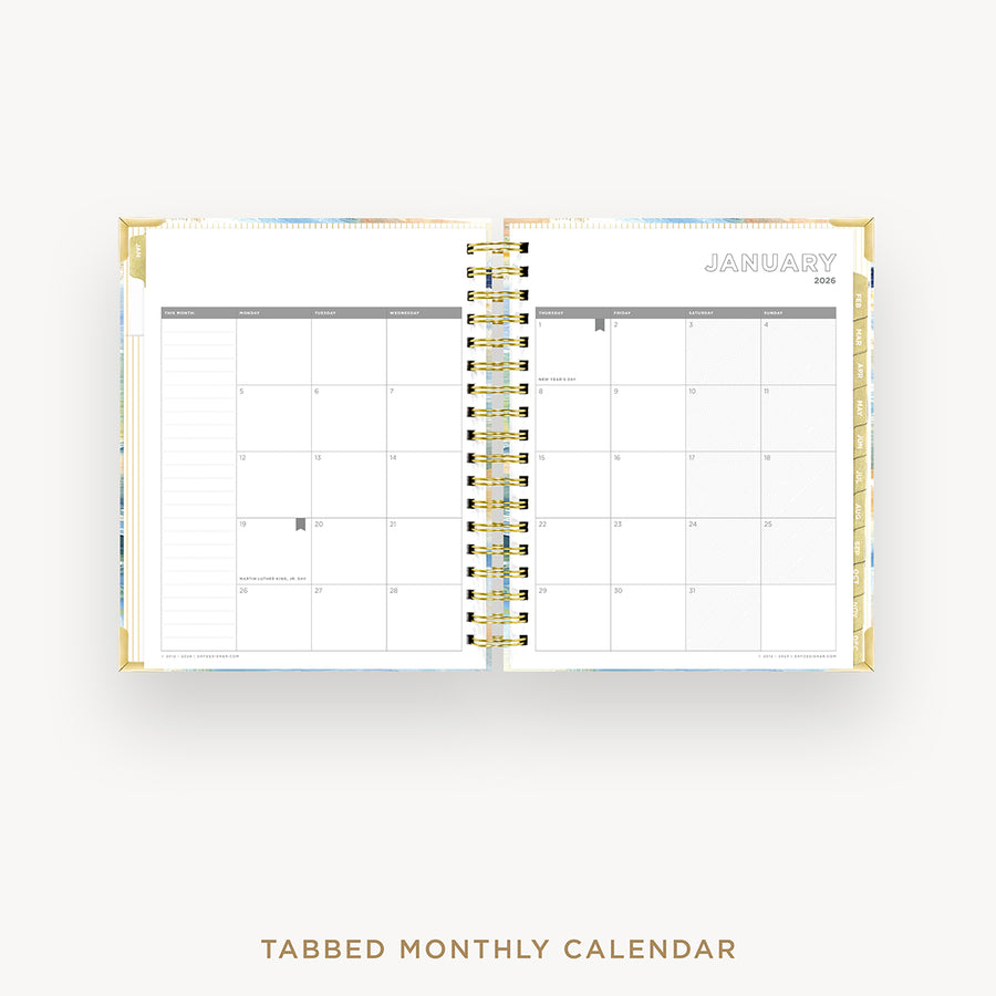 Day Designer 2026 weekly planner: sea and sky cover with monthly calendar