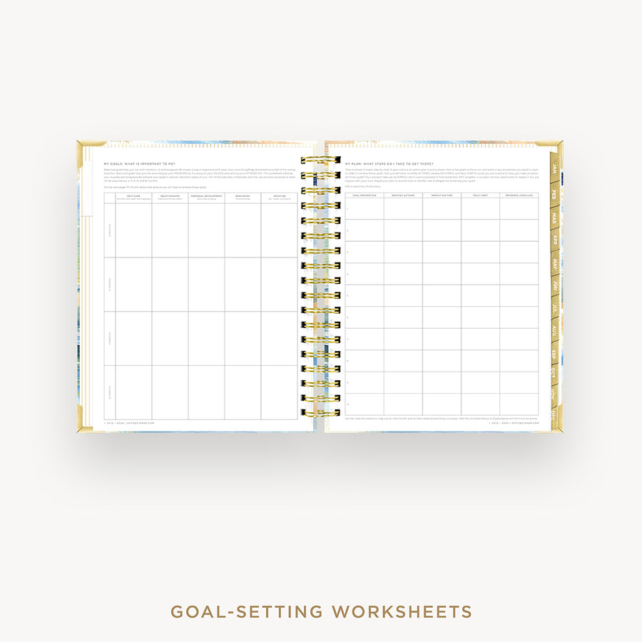 Day Designer 2026 weekly planner: sea and sky cover with goals worksheet